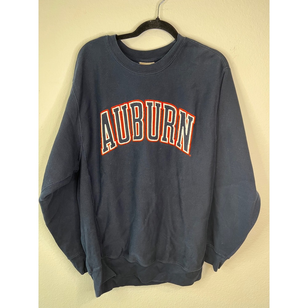 MV Sport Men Auburn Tigers Pro Weave Embroidered Sweatshirt Navy Blue Medium
